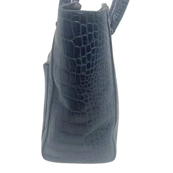 Halogen Blue Faux Crocodile Handbag - Picture 3 of 11